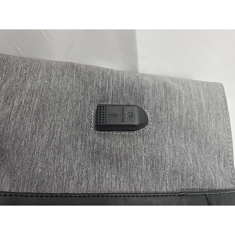 Relavel Women Gray Messenger lunch Bag gray w/satin brown lining outer‎ USB Port